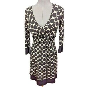INC Sz S polka dot Jersey knit dress with silk sash Carreer Office Retro Classic